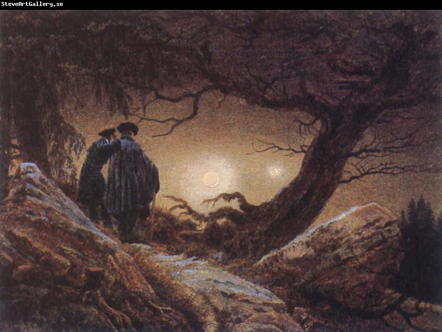 Caspar David Friedrich Two Men Looking at the Moon